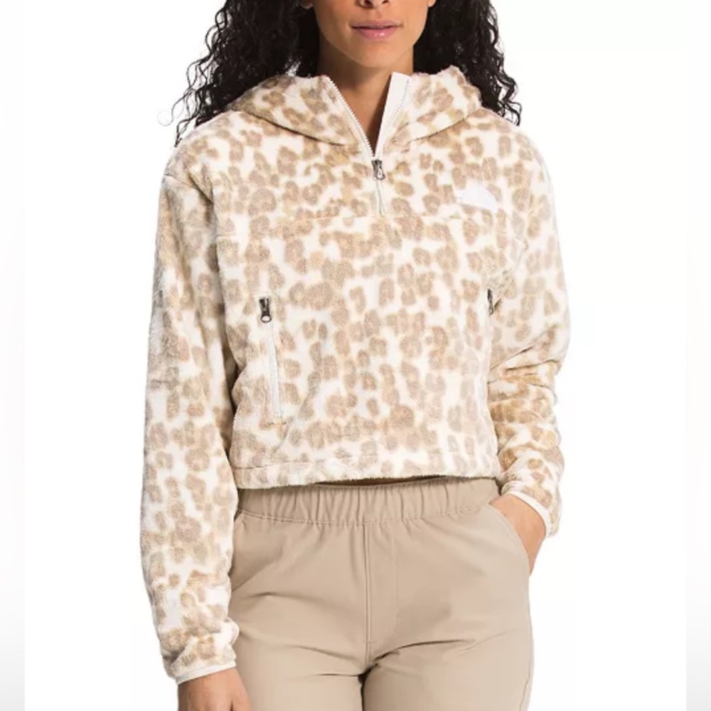 NWT The North Face Osito Leopard 1/4 Zip Fleece Pullover Womens Large Jacket